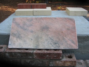 Pink Granite slab for oven entry